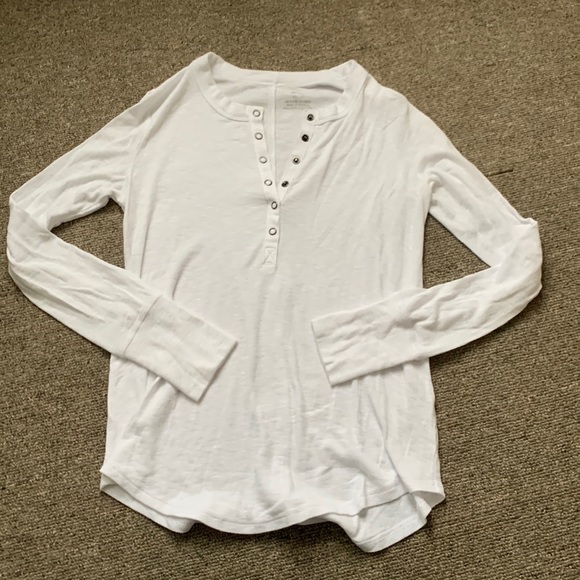 aerie Tops - Aerie White Offline White Henley Long Sleeve